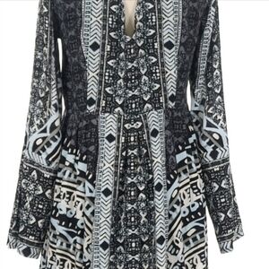 Free People Black and White Long Sleeve Dress